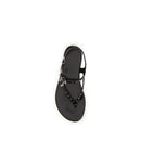 Black Calf Leather Bos Taurus Flat Sandals