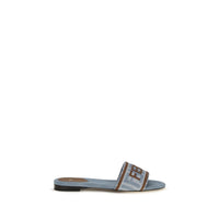 Blue Cotton Flat Sandals