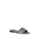 Blue Cotton Flat Sandals