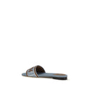 Blue Cotton Flat Sandals