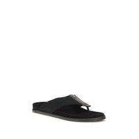 Black Polyester Flip-Flop Sandals