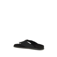 Black Polyester Flip-Flop Sandals