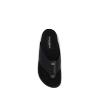 Black Polyester Flip-Flop Sandals