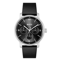 Black Leather Dress Watch