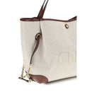 Beige Cotton Shoulder Bag