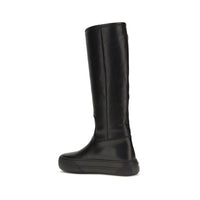 Black Calf Leather Bos Taurus Flat Boots