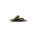 Black Synthetic Flat Sandals