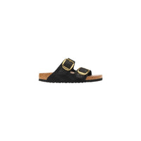 Black Synthetic Flat Sandals