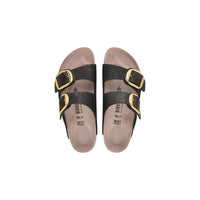 Black Synthetic Flat Sandals
