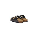 Black Leather Flat Sandals