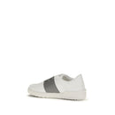 Silver Calf Leather Bos Taurus Low Top Sneakers