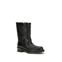 Black Calf Leather Bos Taurus Ankle Boots