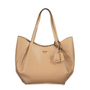 Beige Polyurethane Women's Bag with Shoulder Handles