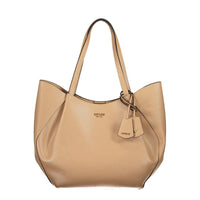 Beige Polyurethane Women's Bag with Shoulder Handles