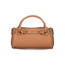 Brown Polyurethane Women's Bag with Adjustable Strap