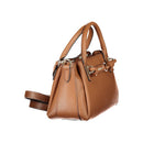 Brown Polyurethane Women's Bag with Adjustable Strap
