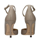 Gray Leather High Heel Pumps