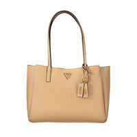 Beige Polyurethane Womens Bag