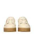 Beige Leather Low Top Sneakers