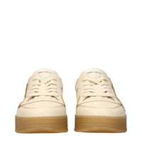 Beige Leather Low Top Sneakers