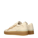 Beige Leather Low Top Sneakers
