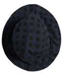 Blue Black Polka Dot Cotton Bucket Capello Hat