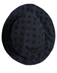 Blue Black Polka Dot Cotton Bucket Capello Hat