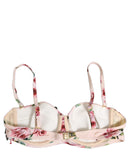 Pink Floral Print Underwire Beachwear Bikini Top