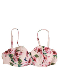 Pink Floral Print Underwire Beachwear Bikini Top