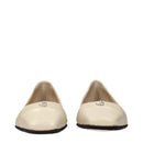 Beige Leather Ballet Flats