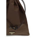 Brown Polyamide Clutch Bag