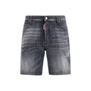Black Cotton Bermuda Shorts