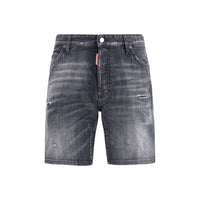 Black Cotton Bermuda Shorts
