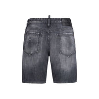 Black Cotton Bermuda Shorts