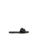 Black Calf Leather Bos Taurus Flat Sandals