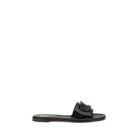 Black Calf Leather Bos Taurus Flat Sandals