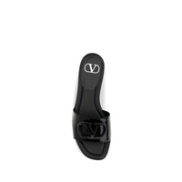 Black Calf Leather Bos Taurus Flat Sandals