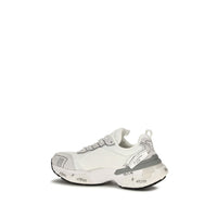 White Polyester Athletic Sneakers