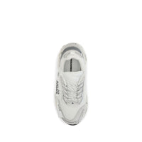White Polyester Athletic Sneakers