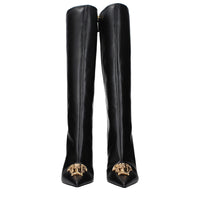 Black Leather High Heel Boots