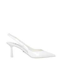 White Leather High Heel Pumps