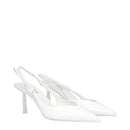 White Leather High Heel Pumps