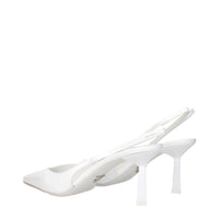 White Leather High Heel Pumps