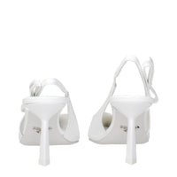 White Leather High Heel Pumps