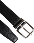 Black Calf Leather Classic Silver Buckle Belt