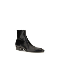 Black Calf Leather Bos Taurus Ankle Boots