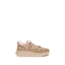 Beige Nylon Athletic Sneakers