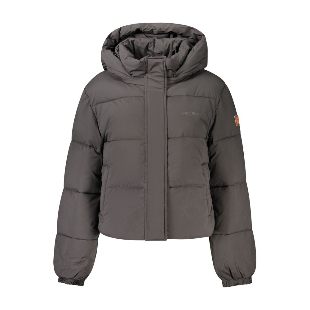 Black Polyester Full-Length Jacket