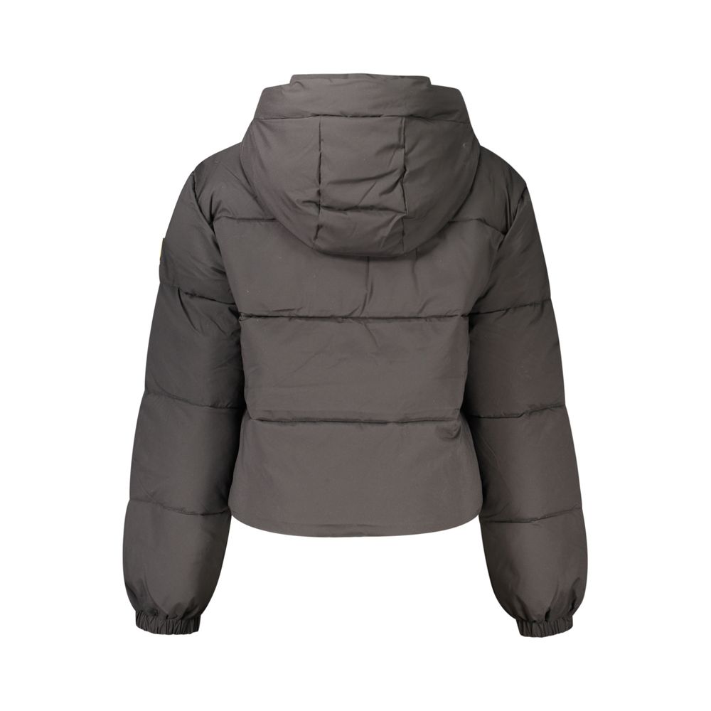 Black Polyester Full-Length Jacket