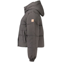 Black Polyester Full-Length Jacket